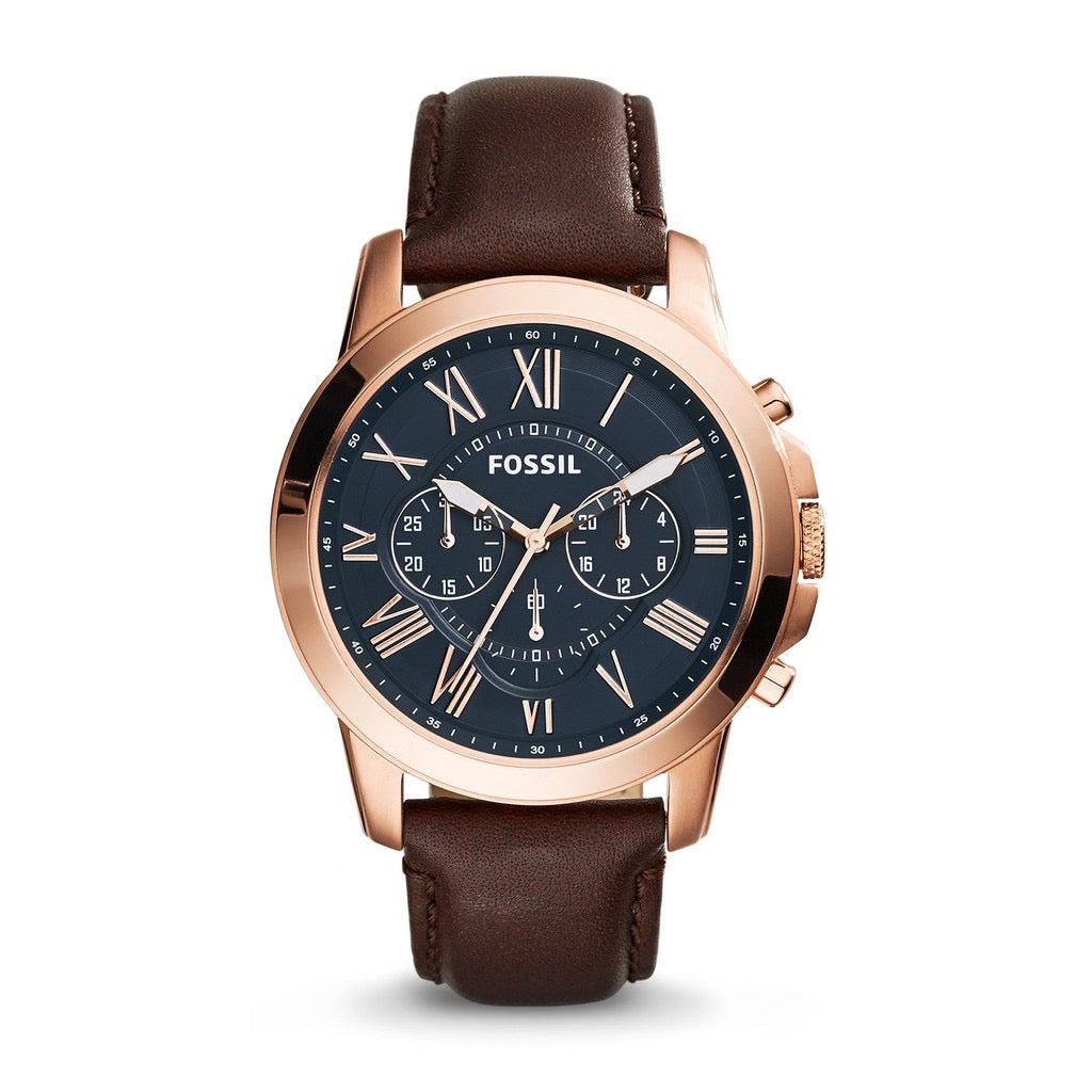 FOSSIL FS5068 Brown Rosegold Leather Chronograph Heavni Brand Global