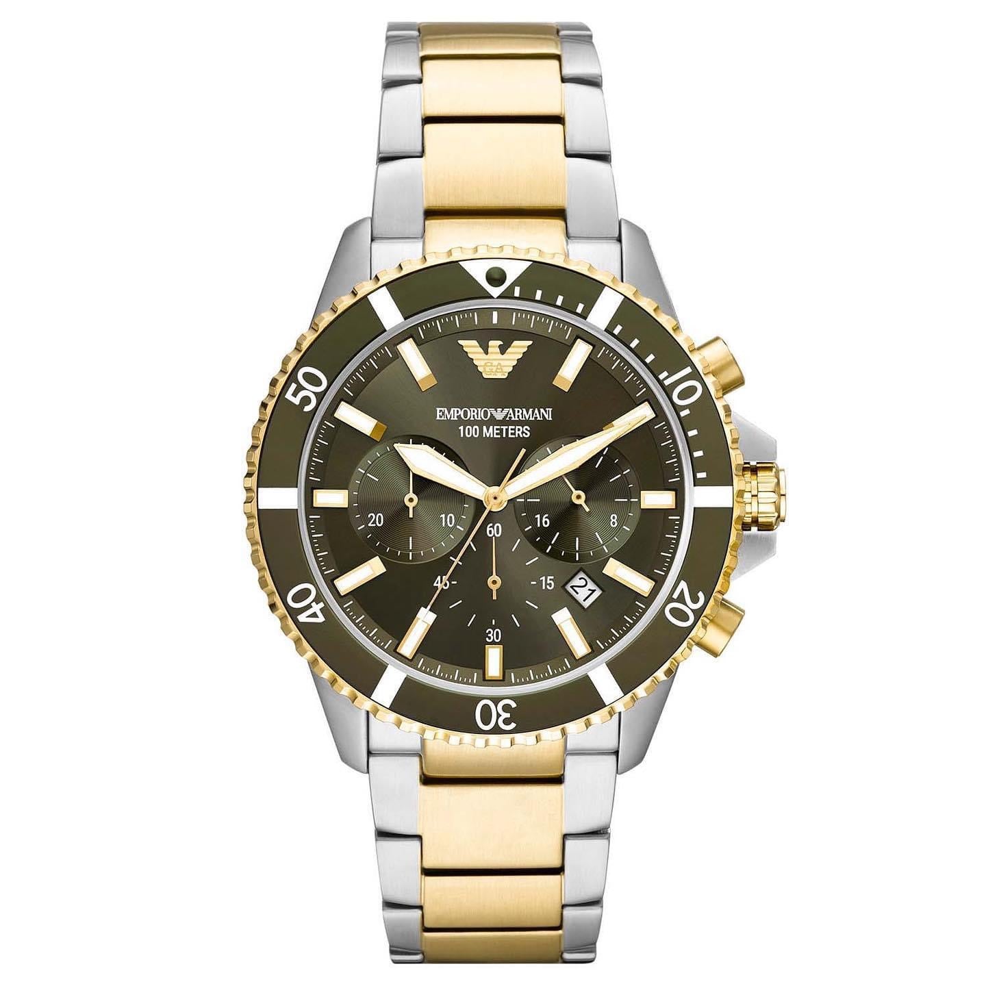 Emporio Armani Chronograph Two Tone Stainless Steel Watch AR11361