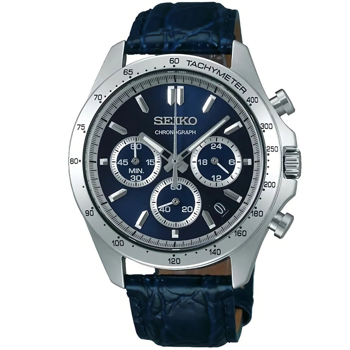 Seiko Spirit Japan Edition Quartz Chronograph SBTR019 Blue Leather Watch