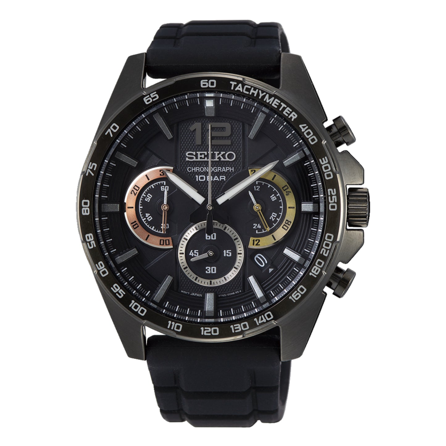 Seiko SSB349P1 Tachymeter Quartz 100m Rubber Silicone Men's Watch