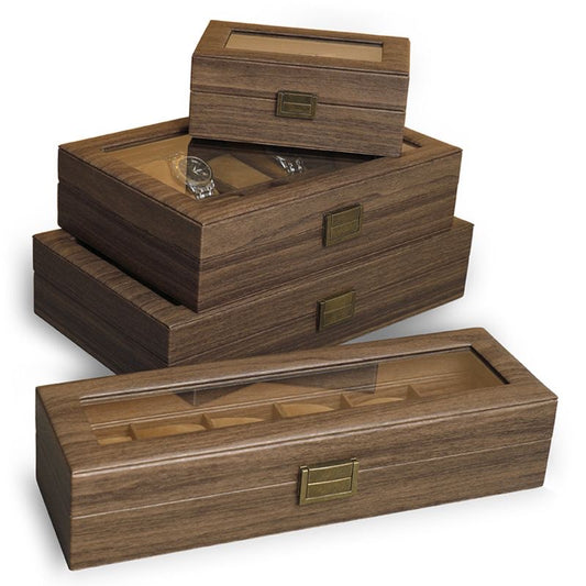 [Ready Stock] Premium Watch Box Slot Dark Grain Wood Soft Cushion Storage