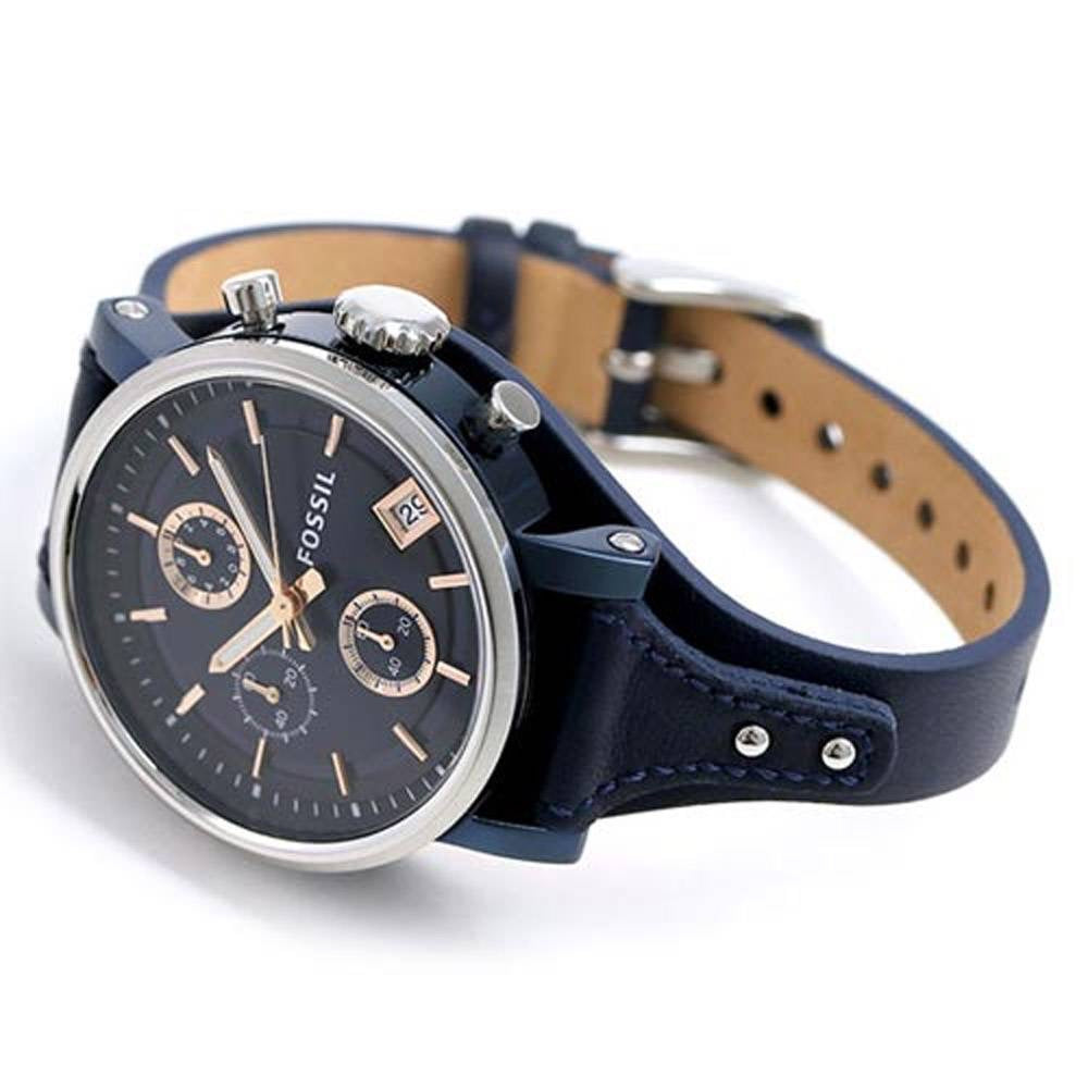 FOSSIL Women's Boyfriend Chronograph Blue Dial Leather ES4113