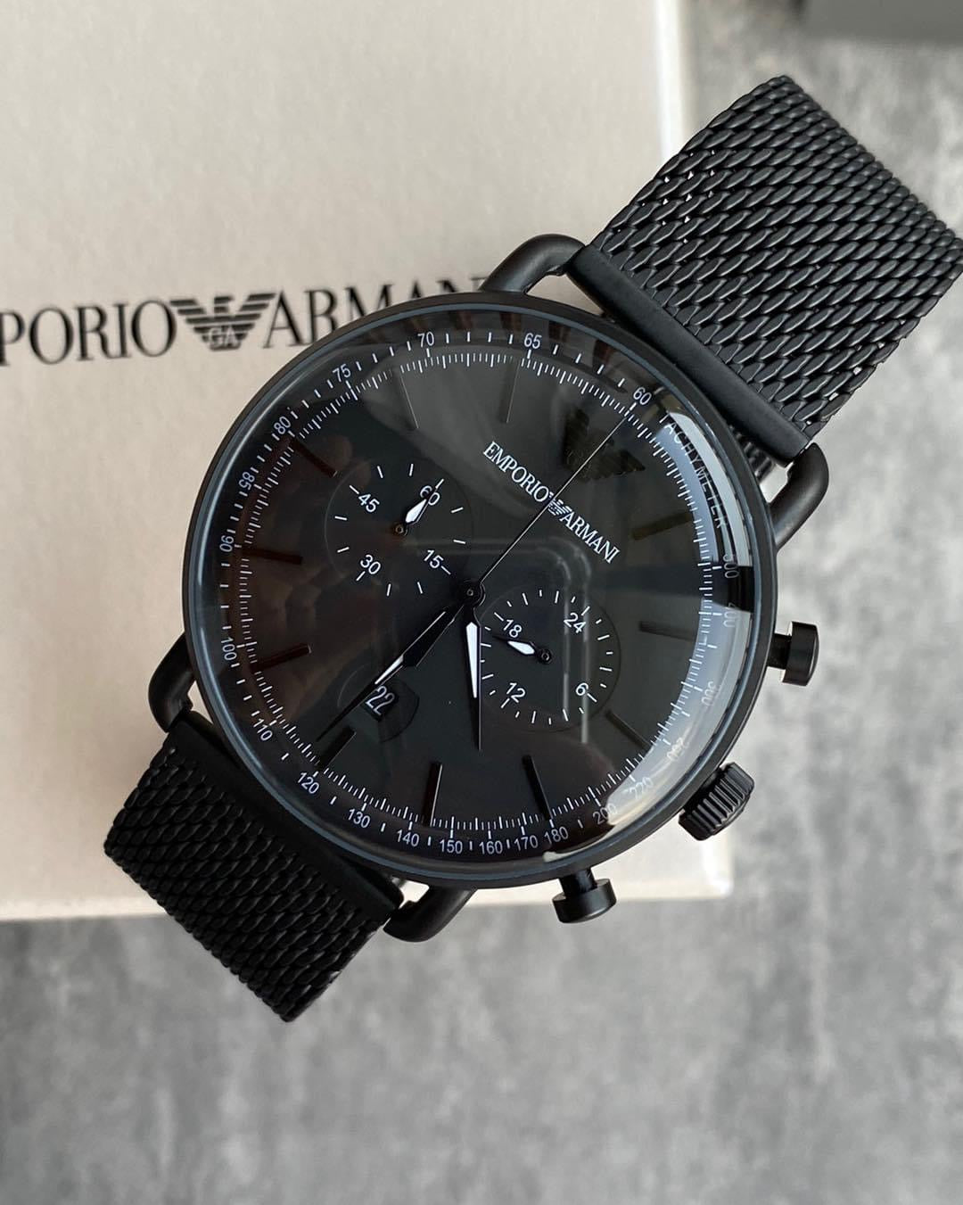 Watch Heavni Aviator AR112 – Men\'s Emporio Global Brand Dial Black Quartz Chronograph Armani