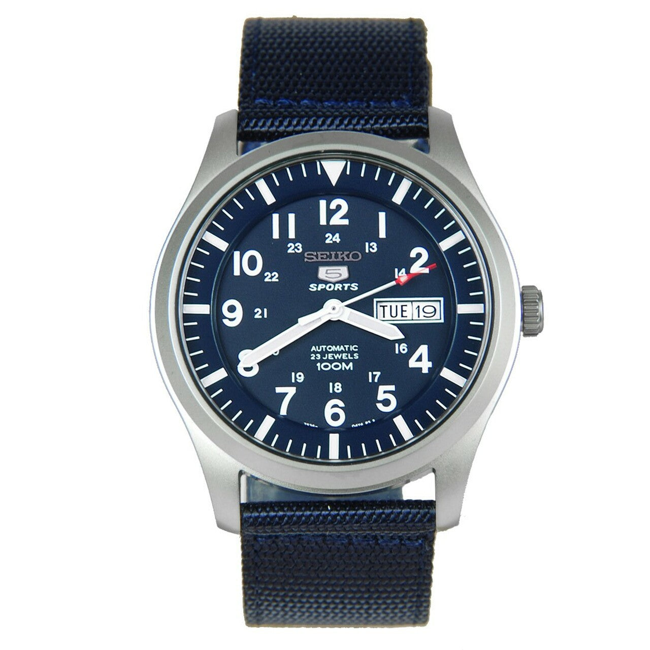 Seiko 5 Sports SNZG11K1 Automatic See-thru Back Case Dark Blue Nylon Strap  Watch