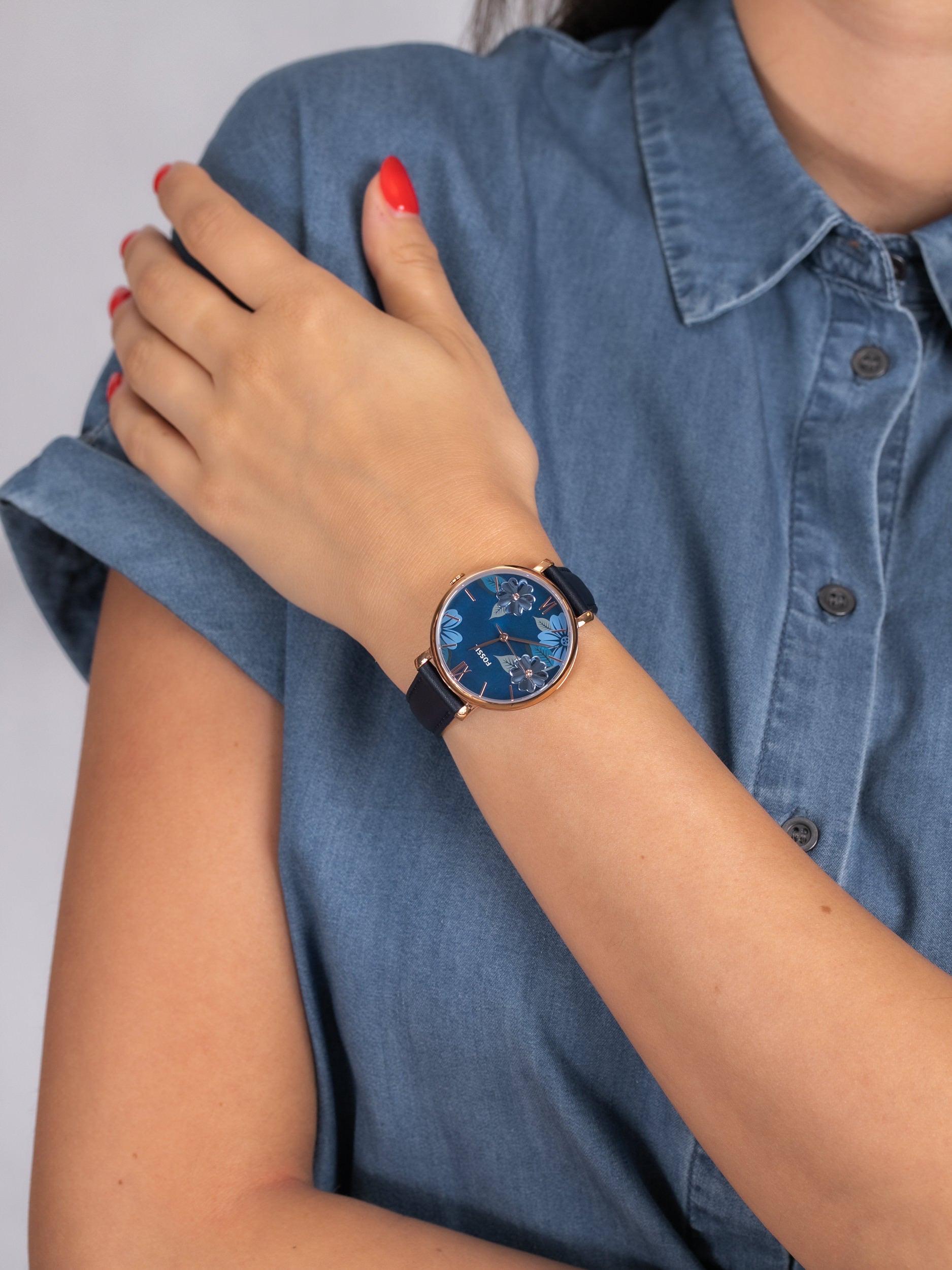 Fossil jacqueline blue on sale leather