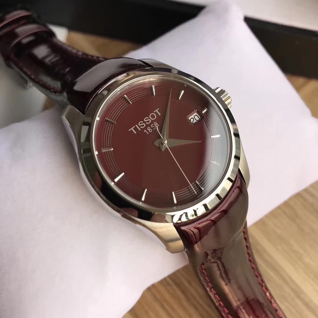 TISSOT Couturier Burgundy Dial Leather T035.210.16.371.00 for Women