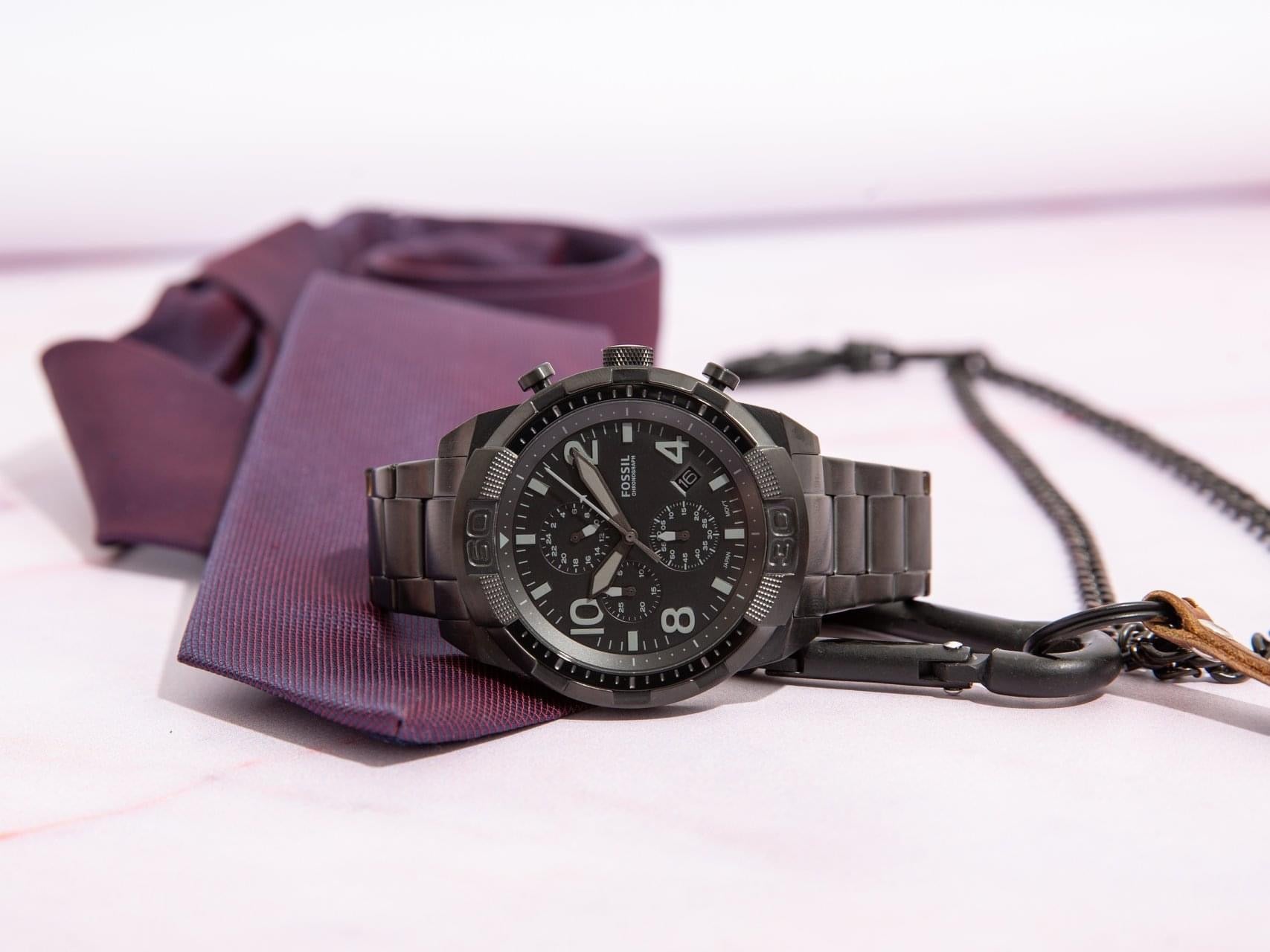 Chronograph Men\'s – Brand Black Stainless Watch Bronson FOSSIL FS5712 Heavni Global Steel