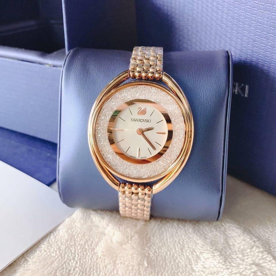 Swarovski crystalline oval watch hotsell rose gold