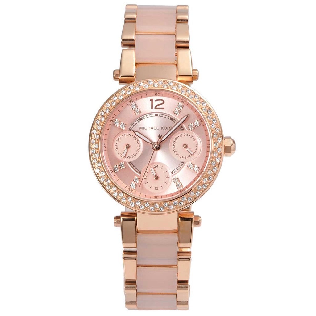 Michael kors parker chronograph rose outlet gold